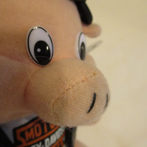 Harley Davidson NEW Vintage 1998 Black White Peach Graphic Motorcycle Plush Hog - Picture 9 of 9